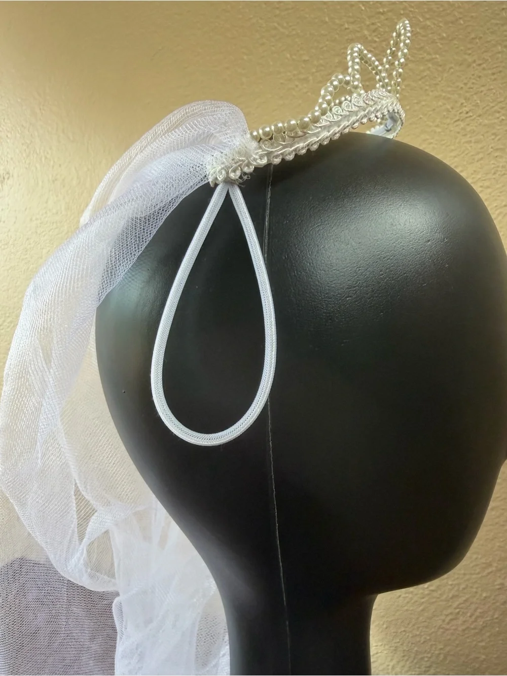 San Francis Imports First Communion Veil with Pearl Tiara Headband 18“ Veil